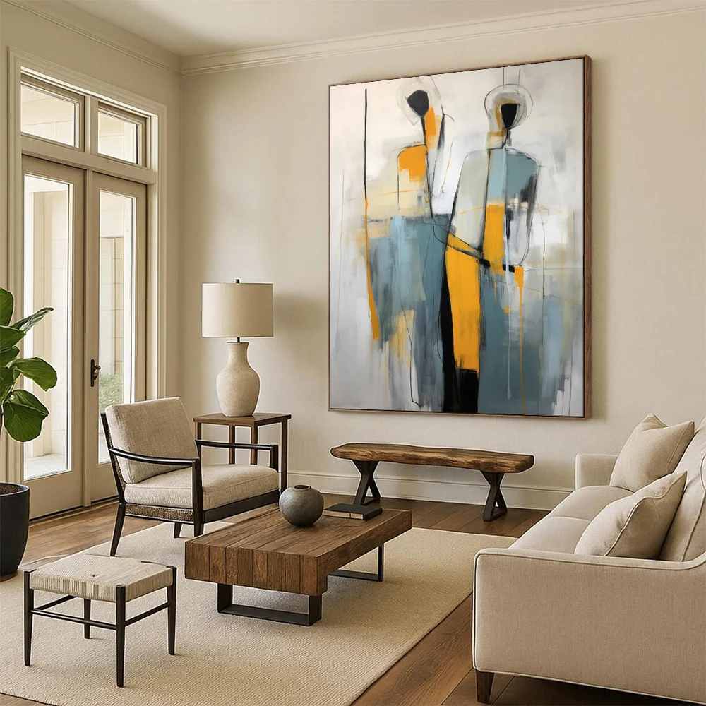 Bold Hand-painted Handmade Sellers Contemporary Workplace Abstract 4CJMC